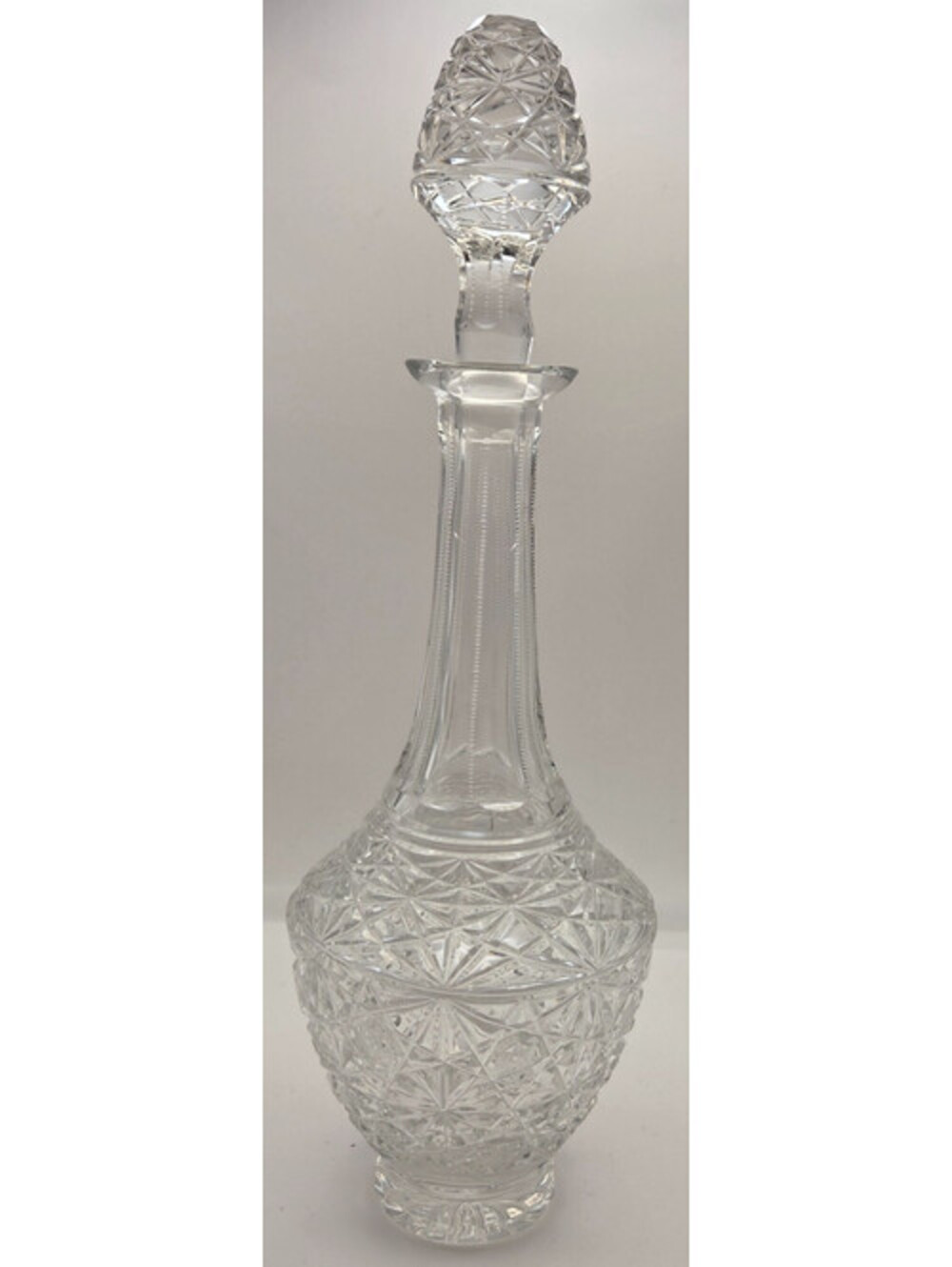 Val Saint Lambert Cut Crystal Decanter – Signed “V” Hand Cut Belgian Crystal 14"
